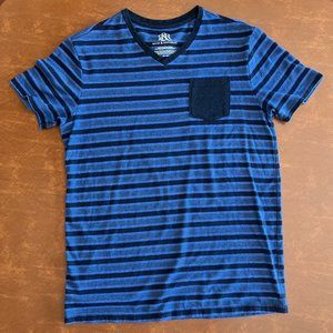 Rock & Republic Stretch Fit Horizontal Striped Pocket Square T-Shirt (Men's L)